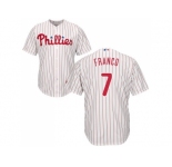 Youth Philadelphia Phillies #7 Maikel Franco White(Red Strip) Cool Base Stitched MLB Jersey