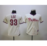 youth mlb philadelphia phillies #33 cliff lee cream