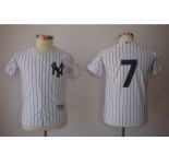 Youth MLB New York Yankees #7 Mickey Mantle White Jerseys