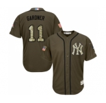 Youth Majestic New York Yankees #11 Brett Gardner Authentic Green Salute to Service MLB Jersey