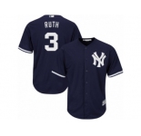 Youth Majestic New York Yankees #3 Babe Ruth Authentic Navy Blue Alternate MLB Jersey