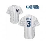 Youth Majestic New York Yankees #3 Babe Ruth Authentic White Home MLB Jersey