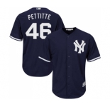 Youth Majestic New York Yankees #46 Andy Pettitte Authentic Navy Blue Alternate MLB Jersey