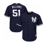 Youth Majestic New York Yankees #51 Bernie Williams Authentic Navy Blue Alternate MLB Jersey