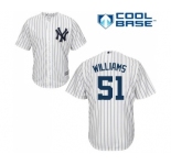 Youth Majestic New York Yankees #51 Bernie Williams Authentic White Home MLB Jersey