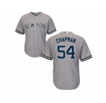 Youth Majestic New York Yankees #54 Aroldis Chapman Replica Grey Road MLB Jersey