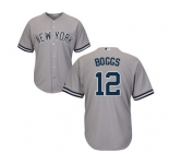 Youth New York Yankees #12 Wade Boggs Authentic Grey Road Baseball Jersey