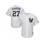 Youth New York Yankees #27 Giancarlo Stanton White Strip Cool Base Stitched MLB Jersey