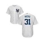 Youth New York Yankees #31 Aaron Hicks White Cool Base Stitched MLB Jersey
