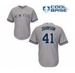 Youth New York Yankees #41 Randy Johnson Authentic Grey Road Baseball Jersey