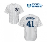 Youth New York Yankees #41 Randy Johnson Authentic White Home Baseball Jersey
