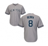 Youth New York Yankees #8 Yogi Berra Authentic Grey Road Baseball Jersey