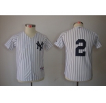 Youth mlb jerseys new york yankees #2 derek jeter white (black stripe)