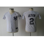 youth mlb jerseys new york yankees #2 jeter white(black strip)[3000 hits patch]带名有水印