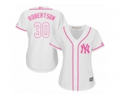 Women Majestic New York Yankees #30 David Robertson Replica White Fashion Cool Base MLB Jersey