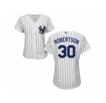 Women Majestic New York Yankees #30 David Robertson Replica White Home MLB Jersey