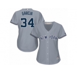 Women Majestic New York Yankees #34 Jamie Garcia Replica Grey Road MLB Jersey