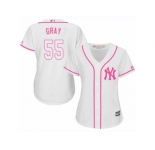 Women Majestic New York Yankees #55 Sonny Gray Authentic White Fashion Cool Base MLB Jersey