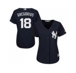 Women New York Yankees #18 Didi Gregorius Navy Blue Alternate Stitched Baseball Jersey