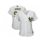 Women New York Yankees #99 Aaron Judge White Strip 2018 Memorial Day Cool Base Stitched MLB Jersey
