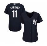 Women's Majestic New York Yankees #11 Brett Gardner Authentic Navy Blue Alternate MLB Jersey