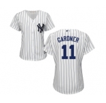 Women's Majestic New York Yankees #11 Brett Gardner Authentic White Home MLB Jersey