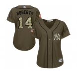 Women's Majestic New York Yankees #14 Brian Roberts Authentic Green Salute to Service MLB Jersey