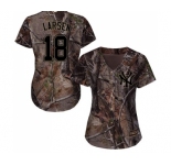 Women's Majestic New York Yankees #18 Don Larsen Authentic Camo Realtree Collection Flex Base MLB Jersey