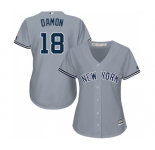 Women's Majestic New York Yankees #18 Johnny Damon Authentic Grey Road MLB Jersey