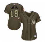 Women's Majestic New York Yankees #19 Masahiro Tanaka Authentic Green Salute to Service MLB Jersey