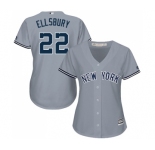 Women's Majestic New York Yankees #22 Jacoby Ellsbury Authentic Grey Road MLB Jersey
