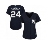 Women's Majestic New York Yankees #24 Gary Sanchez Authentic Navy Blue Alternate MLB Jersey