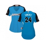 Women's Majestic New York Yankees #24 Gary Sanchez Replica Blue American League 2017 MLB All-Star MLB Jersey
