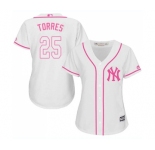 Women's Majestic New York Yankees #25 Gleyber Torres Authentic White Fashion Cool Base MLB Jersey