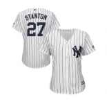 Women's Majestic New York Yankees #27 Giancarlo Stanton Authentic White Home MLB Jersey