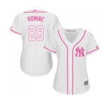Women's Majestic New York Yankees #28 Austin Romine Authentic White Fashion Cool Base MLB Jersey