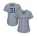 Women's Majestic New York Yankees #31 Aaron Hicks Authentic Grey Road MLB Jersey