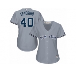 Women's Majestic New York Yankees #40 Luis Severino Replica Grey Road MLB Jersey