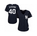 Women's Majestic New York Yankees #40 Luis Severino Replica Navy Blue Alternate MLB Jersey