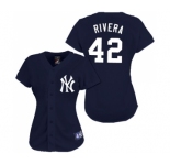 Women's Majestic New York Yankees #42 Mariano Rivera Authentic Navy Blue MLB Jersey