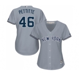 Women's Majestic New York Yankees #46 Andy Pettitte Authentic Grey Road MLB Jersey