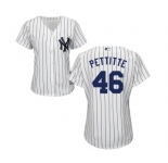 Women's Majestic New York Yankees #46 Andy Pettitte Authentic White Home MLB Jersey