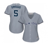Women's Majestic New York Yankees #5 Joe DiMaggio Authentic Grey Road MLB Jersey
