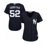 Women's Majestic New York Yankees #52 C.C. Sabathia Authentic Navy Blue Alternate MLB Jersey
