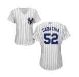 Women's Majestic New York Yankees #52 C.C. Sabathia Authentic White Home MLB Jersey