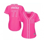 Women's Majestic New York Yankees #77 Clint Frazier Authentic Pink Fashion Cool Base MLB Jersey