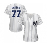 Women's Majestic New York Yankees #77 Clint Frazier Authentic White Home MLB Jersey