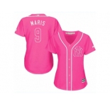 Women's Majestic New York Yankees #9 Roger Maris Replica Pink Fashion Cool Base MLB Jersey