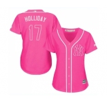Women's New York Yankees #17 Matt Holliday Authentic Pink Fashion Cool Base Baseball Jersey