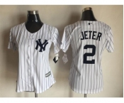 Women's New York Yankees #2 Derek Jeter Majestic White Cool Base Player Jersey